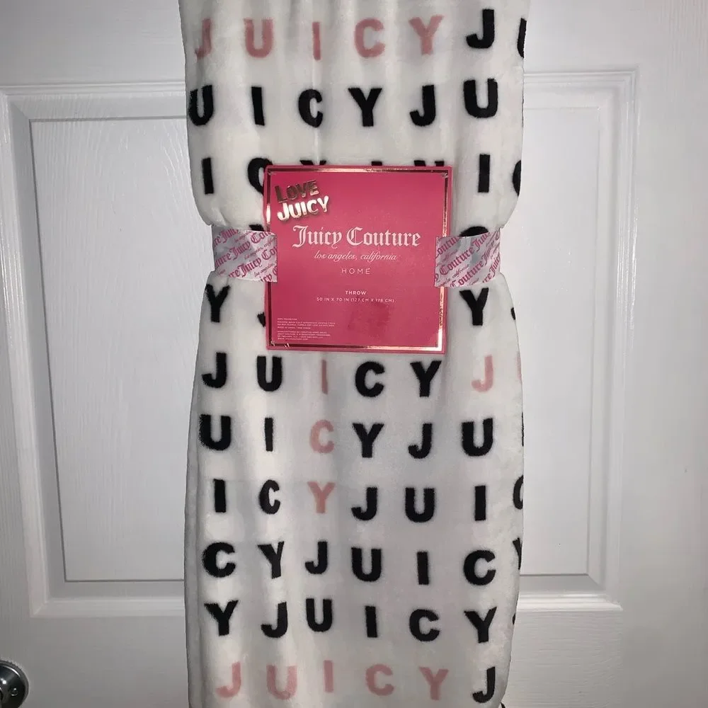 NWT White Juicy Couture Eye Exam Throw Blanket